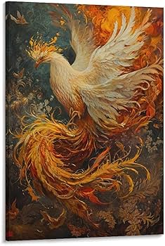 Amazon.co.jp: 絵画 豪華な金色の鳳凰 アートパネル ポスター イラスト